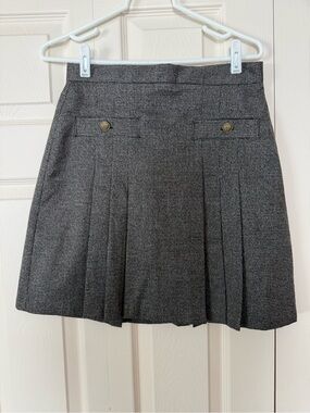 LOFT Gray Pleated Mini Skirt with Button Detail